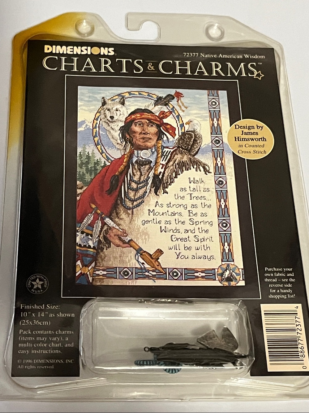 VTG 1996 Dimensions Native American Wisdom Cross Stitch Chart Charms 72377